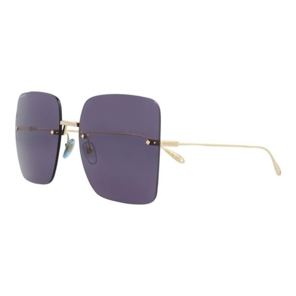 Gucci Womens Square/Rectangle Gold Gold Blue Fashion Designer Eyewear - Picture 1 of 4